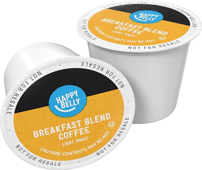 Amazon Brand - Happy Belly Medium Roast Coffee Pods, Donut Style, Compatible with Keurig 2.0 K-Cup Brewers, 100 Count