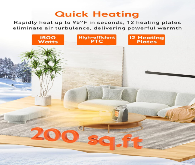 Portable Electric Space Heater with Thermostat