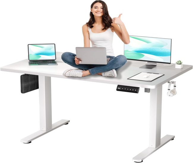 Electric Standing Desk Adjustable Height, 48 x 24 Inch Stand Up Desk, Sit Stand Desk with Splice Board