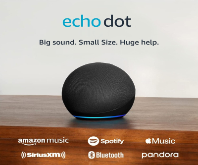 Amazon Echo Dot (newest model), Great for bedrooms, dining rooms and offices, Vibrant sounding Alexa speaker, Charcoal
