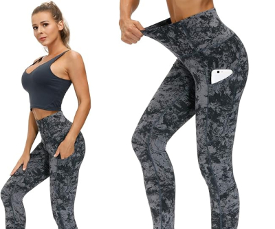 Thick High Waist Yoga Pants with Pockets, Tummy Control Workout Running Yoga Leggings for Women